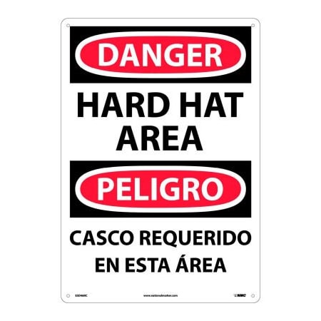 National Marker Co Bilingual Plastic Sign - Danger Hard Hat Area ESD46RC